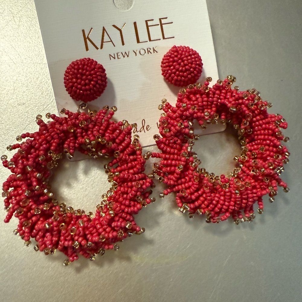 KayโLee New York Red Beaded Earrings